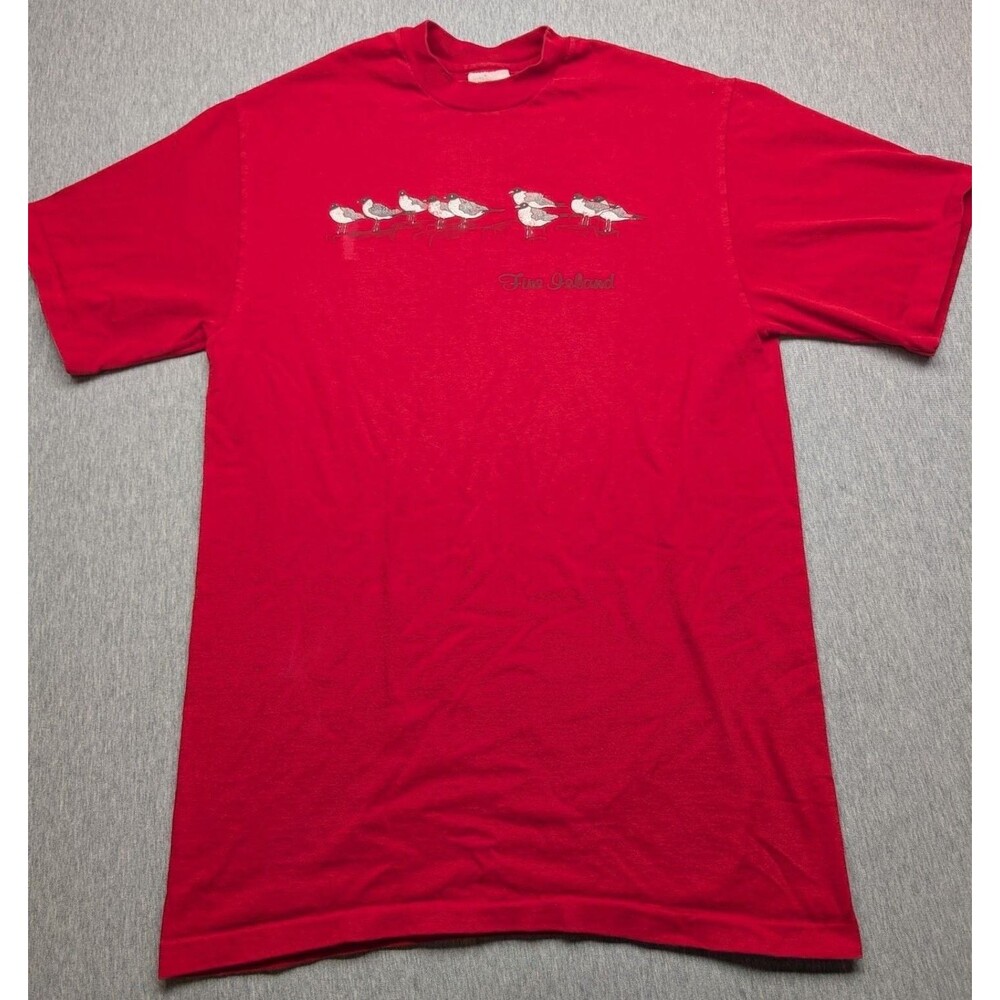 Vintage The Cotton Exchange Fire Island Seagulls Graphic Red T-Shirt